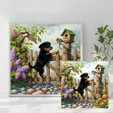 Curious Puppy and Robin Cross Stitch Kit 🐶🐦🌸🏡✨ Kits For Stitchers
