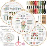 3/4pcs Beginner Embroidery Starter Kit Kits For Stitchers