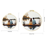 Romantic Lakeside Couple Embroidery Kit – Sunset Dock Love Scene Needlepoint Pattern for Couples & Anniversary Gifts