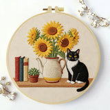Black Kitten & Sunflower Embroidery Starter Kit