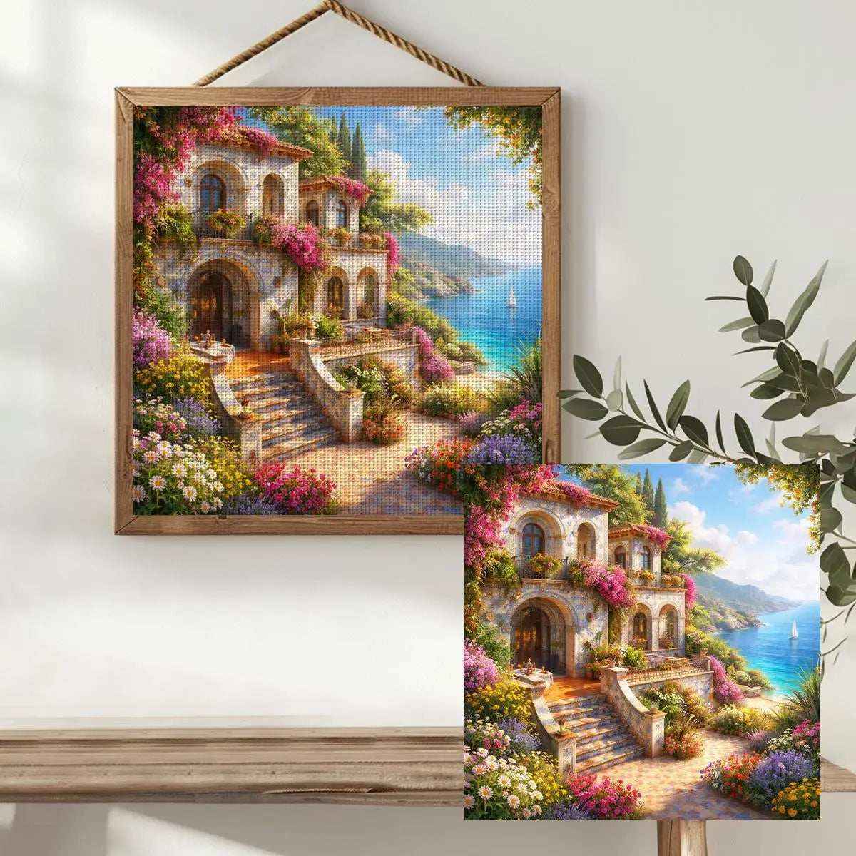 Mediterranean Coastal Villa Cross Stitch Kit 🌸🏡🌊☀️