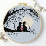 Moonlit Cat Couple Embroidery Kit – DIY Romantic Hoop Art for Beginners & Cat Lovers