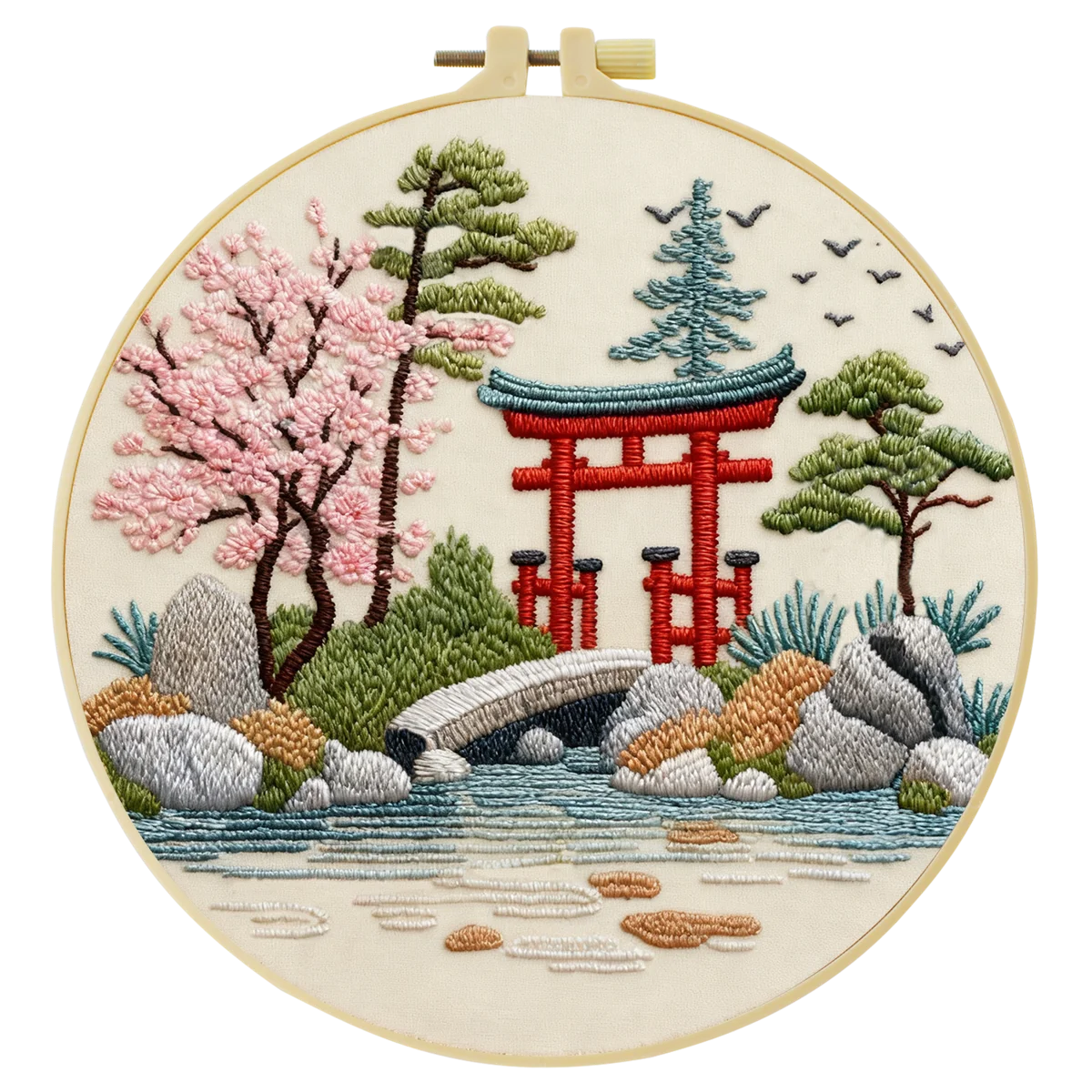 Floral Bouquet Embroidery DIY Kit – Beginner Flower Stitching Kit with Hoop & Pattern