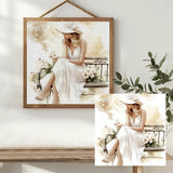 Elegant Lady in White Cross Stitch Kit 👒🤍🌸