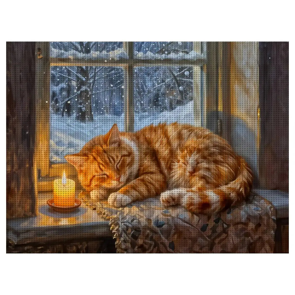 Cozy Winter Cat by Candlelight Cross Stitch Kit 🐱🕯️❄️