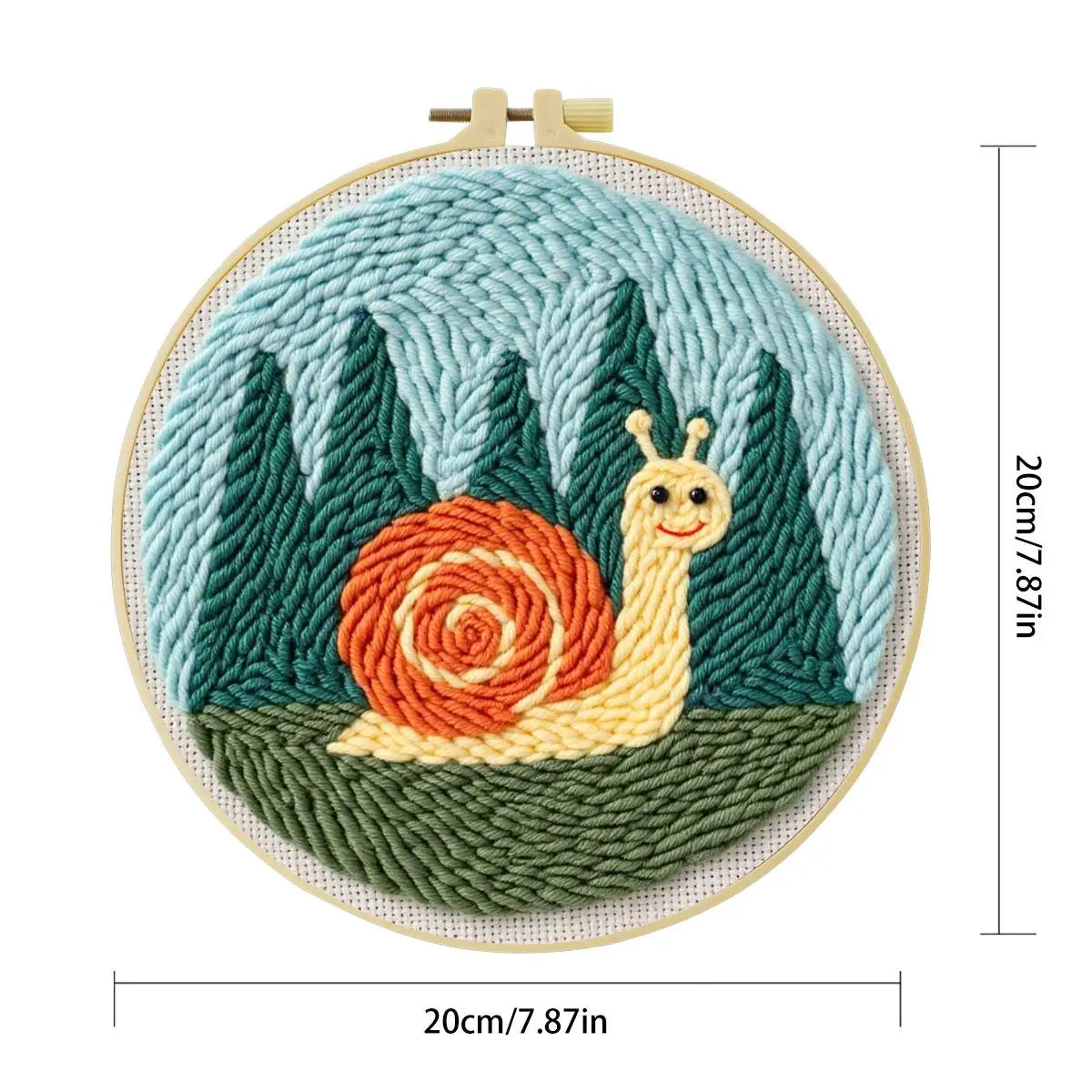 Cute Snail Punch Needle Wall Art – Handmade Embroidery Hoop Decor for Nursery & Cozy Rooms