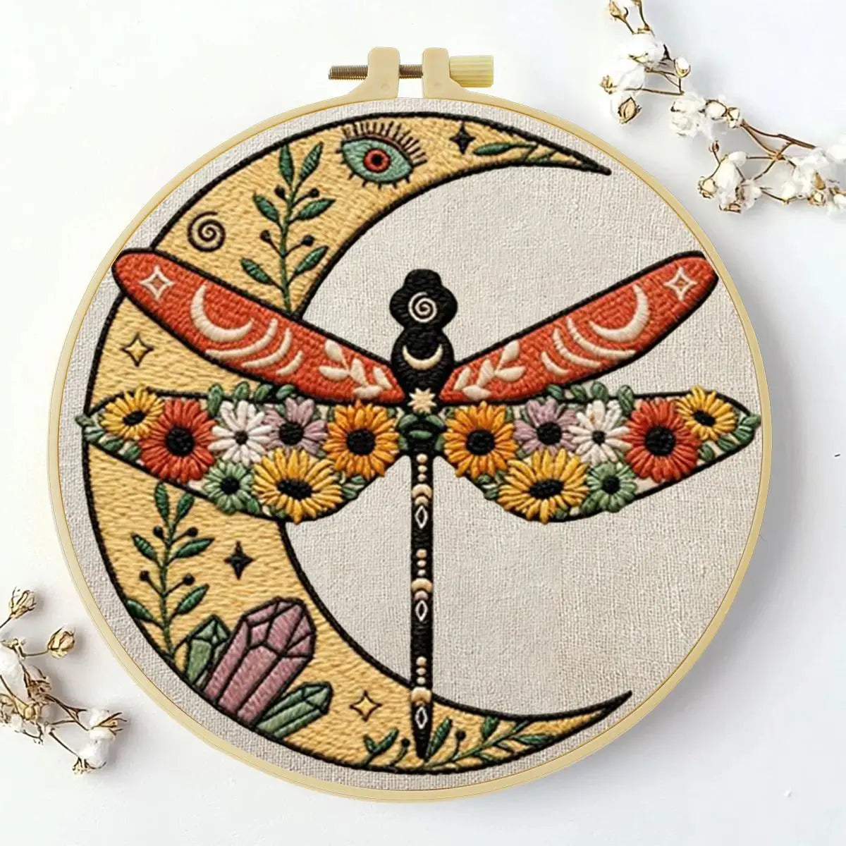 Moon & Dragonflies Embroidery Kit