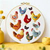 Colorful Chicken Embroidery Starter Kit – DIY Farm Animal Sewing Art Set for Beginners