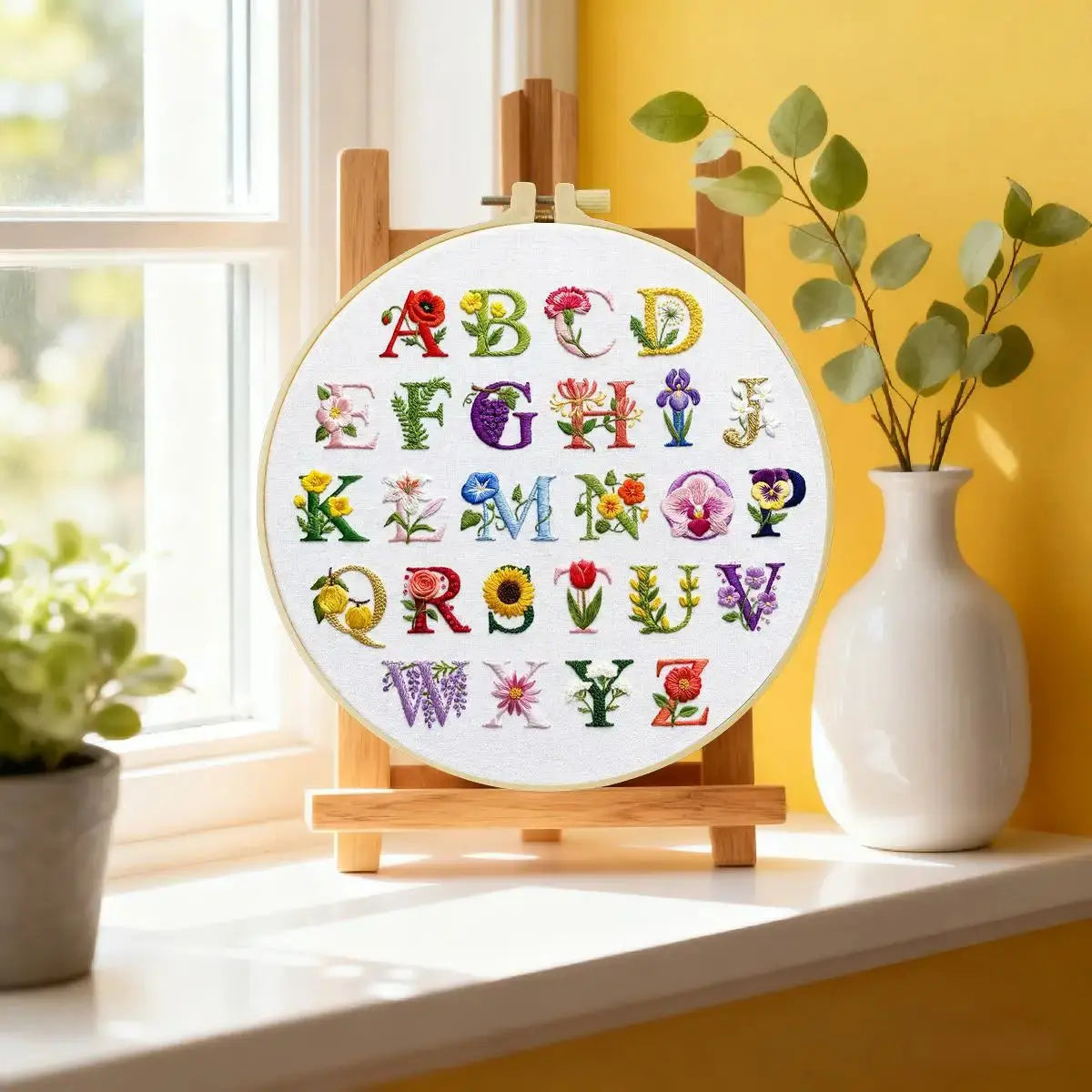 Floral Alphabet Embroidery Sampler Kit Kits For Stitchers