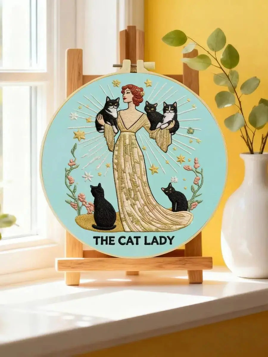 The Cat Lady Embroidery Kit Kits For Stitchers