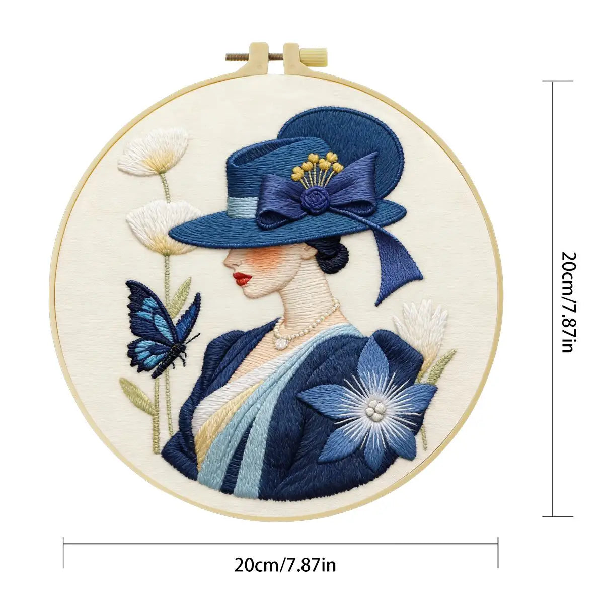 Elegant Lady in Blue Embroidery Kit Kits For Stitchers