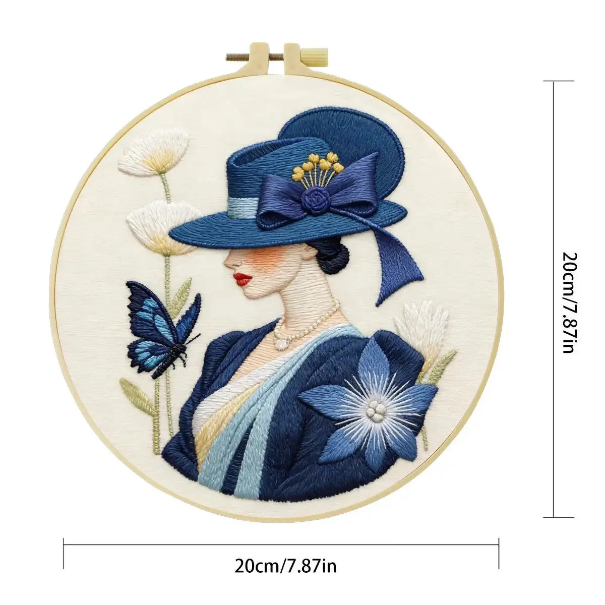 Elegant Lady in Blue Embroidery Kit Kits For Stitchers