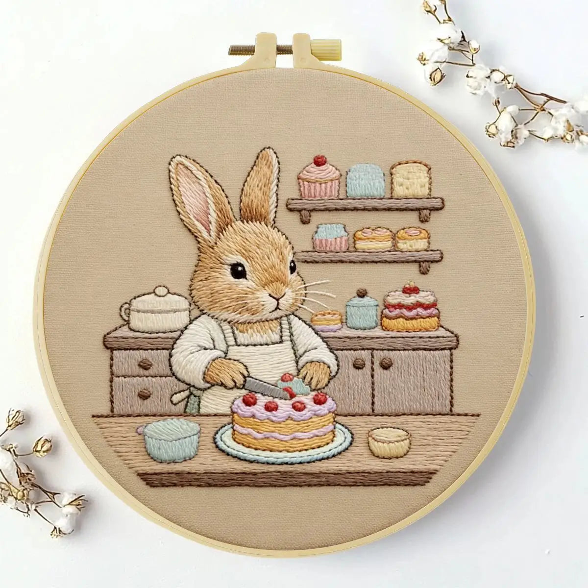 Rabbit Cake Maker Embroidery Starter Kit