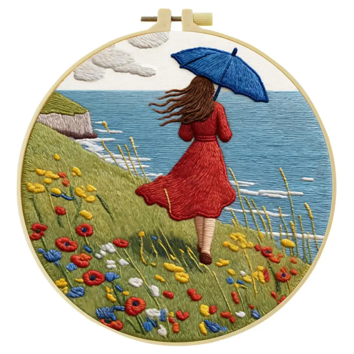 Seaside Breeze Embroidery Kit 🌊☂️🌼 Kits For Stitchers