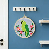 Cute Parrot Punch Needle Wall Art – Handmade Embroidery Hoop Decor for Nursery & Cozy Rooms Kits For Stitchers