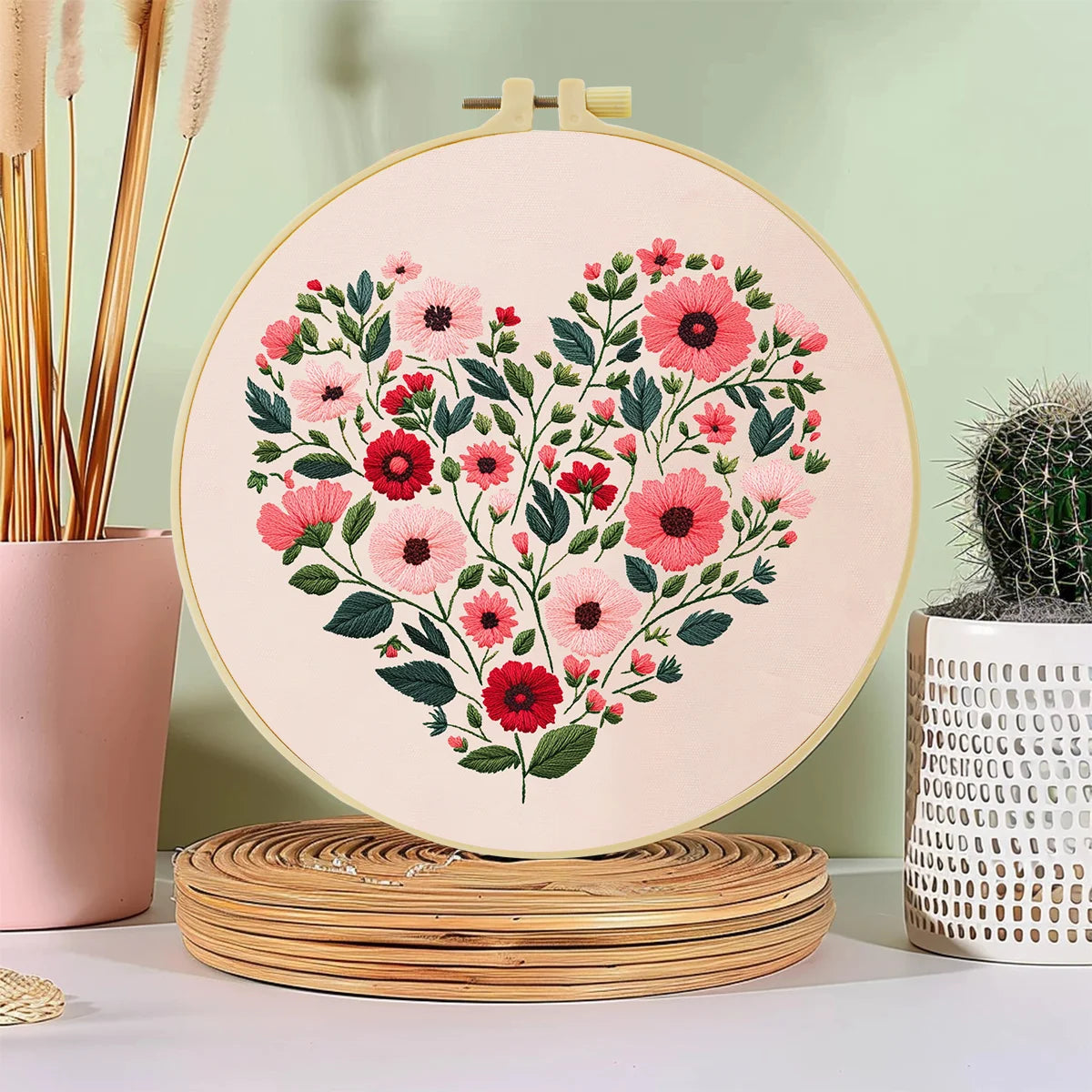 Floral Heart Hand Embroidery Kit