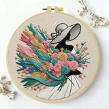 Elegant Floral Lady Embroidery Kit – Vintage Fashion DIY Hand Embroidery Set 👒🌸✨ Kits For Stitchers
