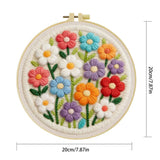 Colorful Floral Embroidery Kit for Adults – Cute Daisy Flower DIY Punch Needle Style Hoop Art Beginner Needlecraft Gift for Her
