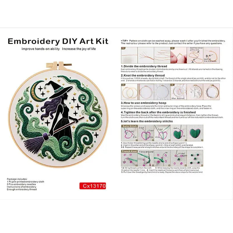 Enchanted Witch Hand Embroidery Kit The Stichers Heavane