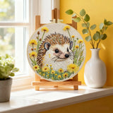Cute Hedgehog Embroidery Kit – Woodland Animal DIY Hand Embroidery Hoop Art Set