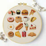 Food Lover Embroidery Kit – Cute Snacks & Treats DIY Hand Embroidery Hoop Art Set Kits For Stitchers
