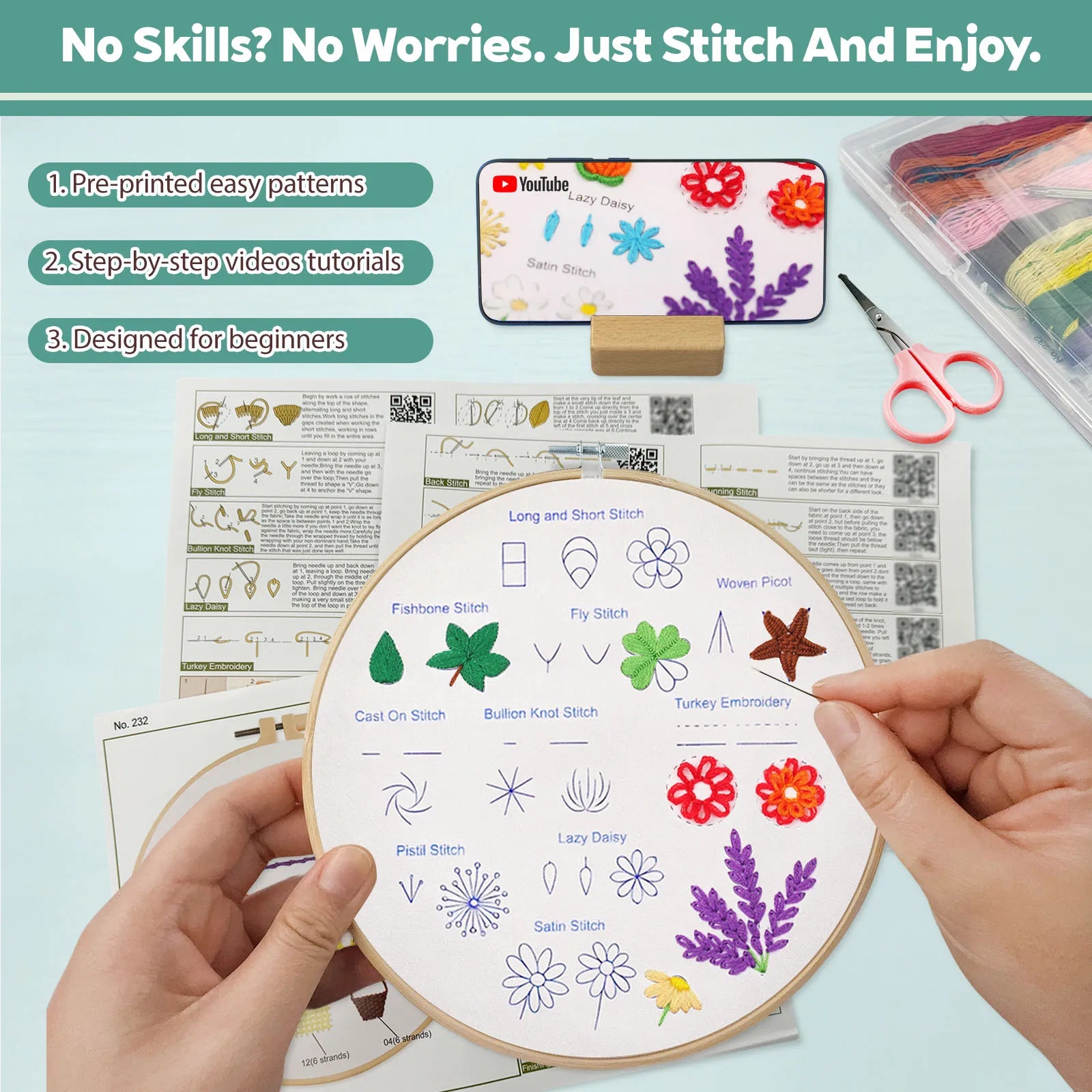 Beginner Embroidery Stitch Sampler Kit Kits For Stitchers