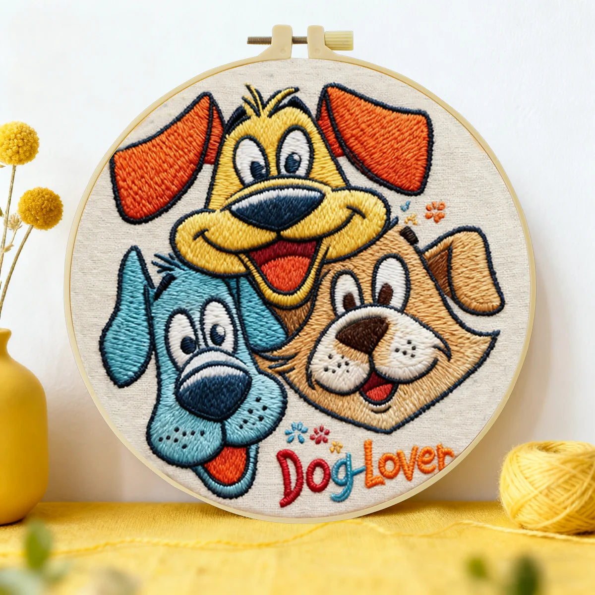Dog Lover Embroidery Starter Kit – DIY Cartoon Puppy Sewing Art Set for Beginners