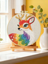 Colorful Deer Embroidery Starter Kit – DIY Woodland Animal Sewing Art Set for Beginners