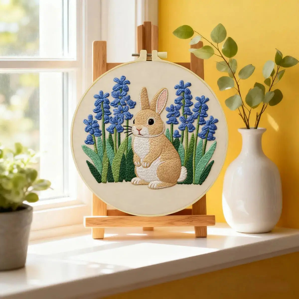 Bluebell Bunny Embroidery Kit โ Cute Spring Rabbit Floral Design Kits For Stitchers