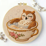 Cozy Owl Teacup Embroidery Kit Kits For Stitchers