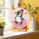 Cute Penguin Embroidery Starter Kit – DIY Cartoon Animal Sewing Art Set for Beginners