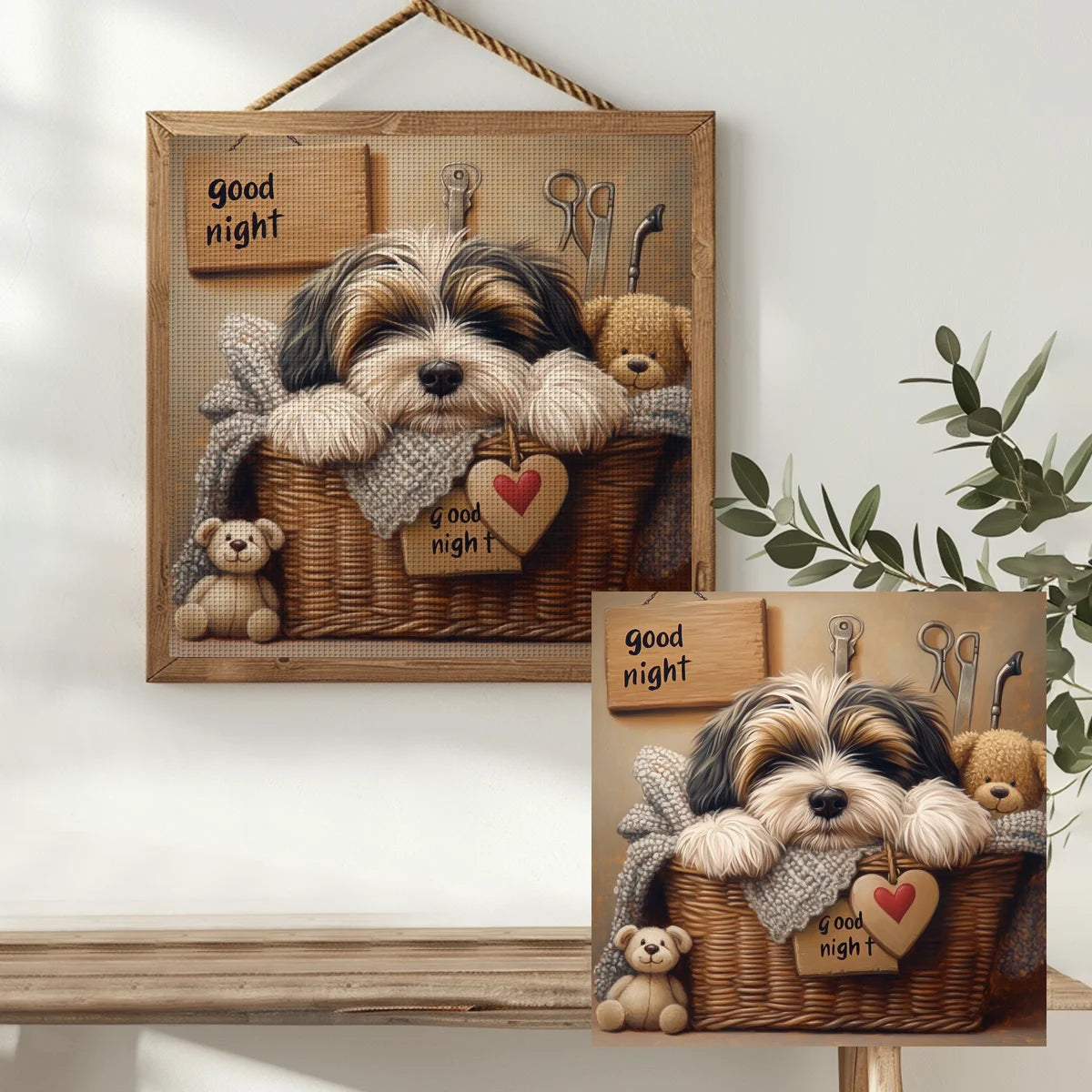 Sleeping Puppy in a Cozy Basket Cross Stitch Kit 🐶🧸💤