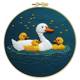 Mother Duck & Ducklings Embroidery Kit – Cute Farm Animal DIY Sewing Craft, Nursery Wall Art Hoop Decor