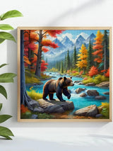 Autumn Bear Wilderness Cross Stitch Kit 🐻🍂🏔️💙✨
