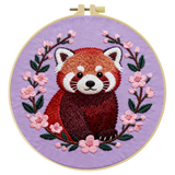 Red Panda Embroidery DIY Kit – Cute Animal Beginner Stitching Kit with Hoop, Pattern & Threads