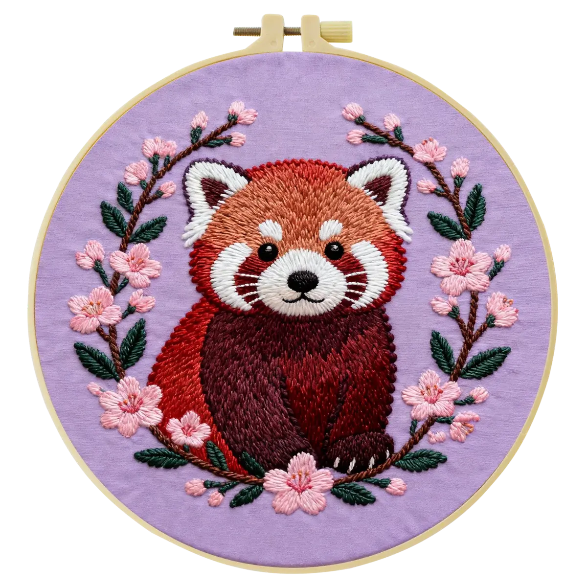 Red Panda Embroidery DIY Kit – Cute Animal Beginner Stitching Kit with Hoop, Pattern & Threads The Stichers Heavane