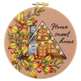 Home Sweet Home Embroidery DIY Kit – Cozy Cottage Beginner Stitching Kit with Hoop, Pattern & Threads