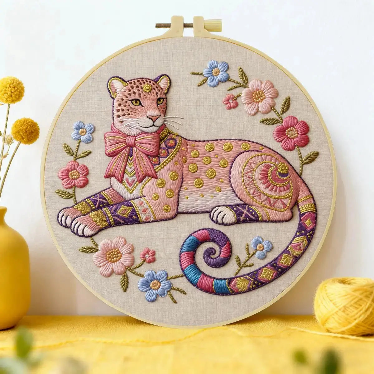 Blush Leopard Embroidery Kit Kits For Stitchers