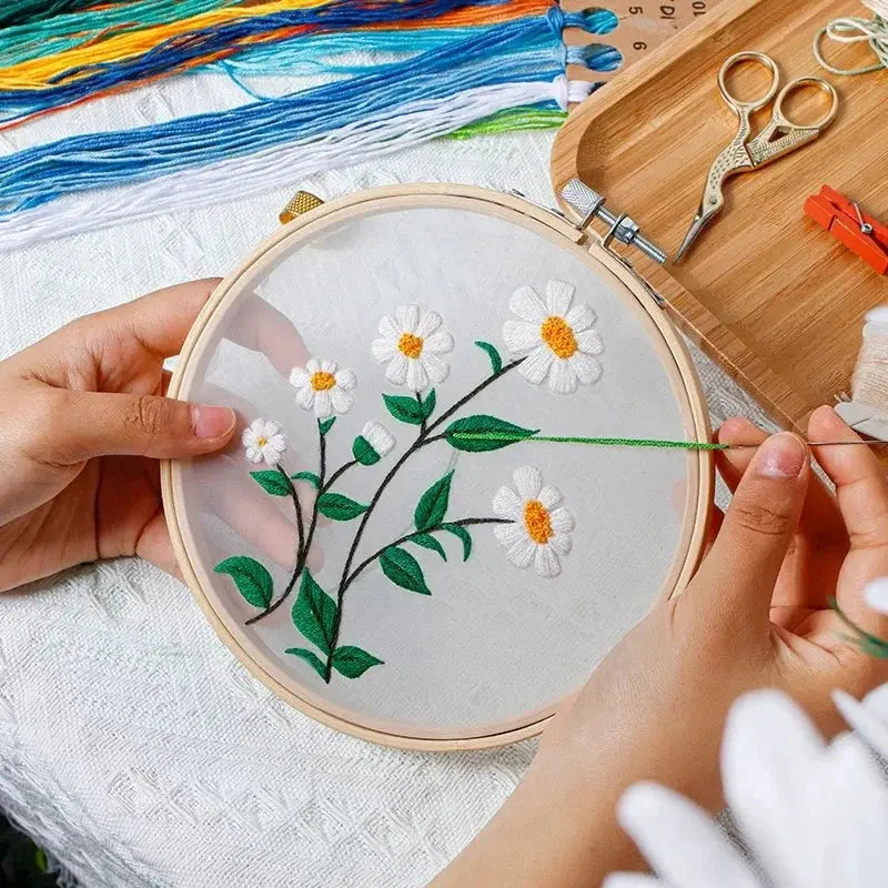 Transparent Double-Sided Flower Embroidery Starter Kit The Stichers Heavane