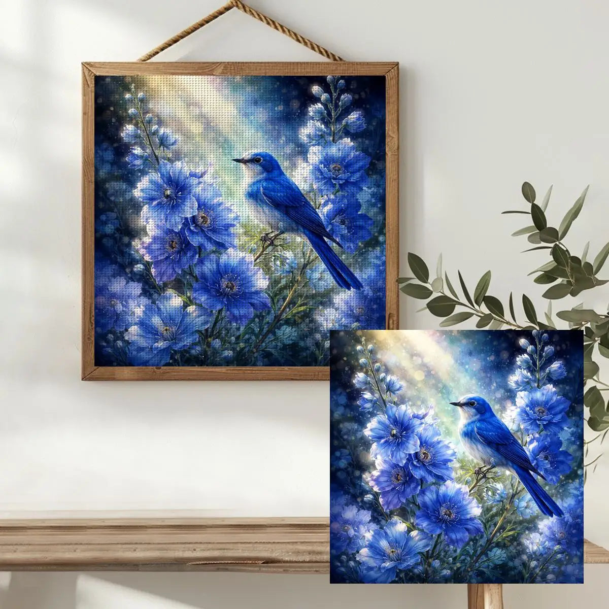 Bluebird in Moonlit Blossoms Cross Stitch Kit 💙🐦🌸✨