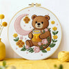 Moonlit Honey Bear Embroidery Kit – Cute Teddy Bear DIY Hand Embroidery Hoop Art Set Kits For Stitchers