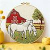 Farm Horse Embroidery Kit – Rustic Barn DIY Hand Embroidery Hoop Art Set