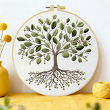 Tree of Life Embroidery DIY Kit – Botanical Nature Beginner Stitching Kit with Hoop, Pattern