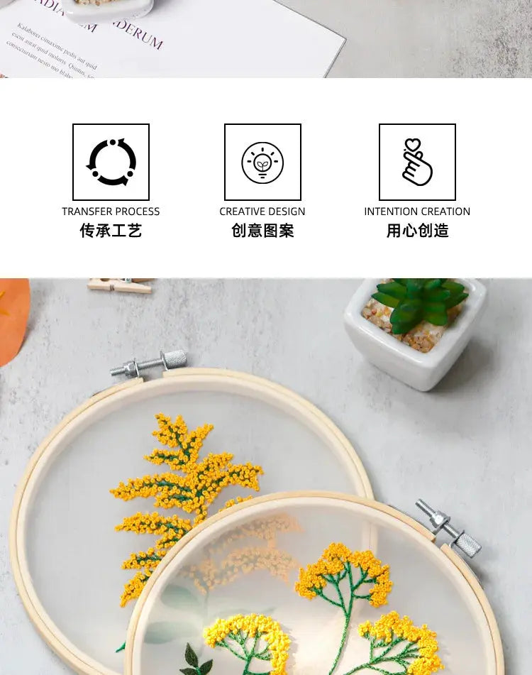 Transparent Double-Sided Flower Embroidery Starter Kit The Stichers Heavane