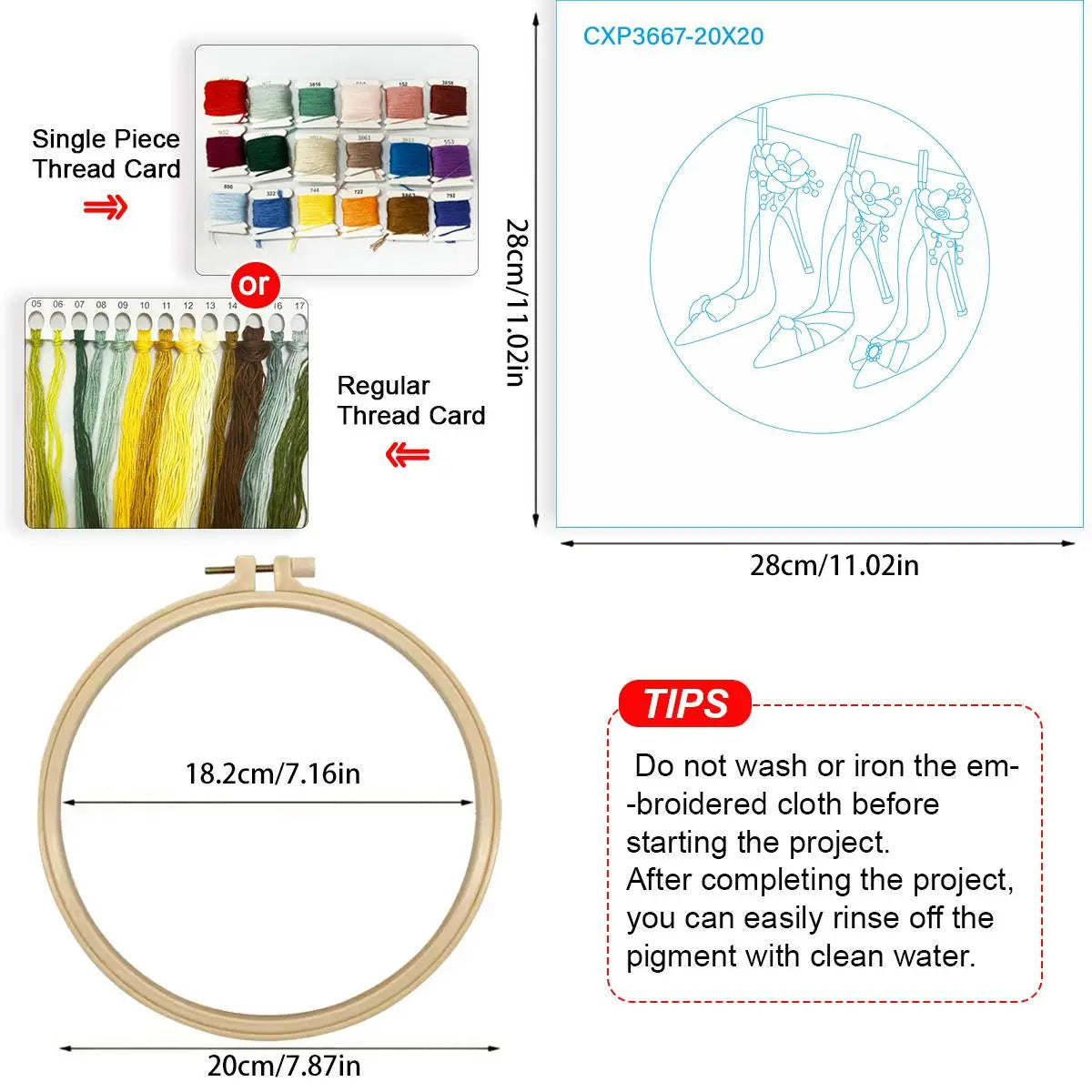 Floral High Heels Embroidery Kit – Fashion Shoes DIY Hand Embroidery Hoop Art Set