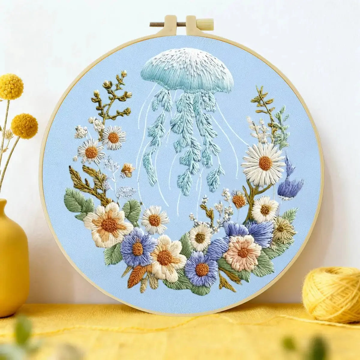 Moonlit Jellyfish Floral Embroidery Kit ๐๐ชผ๐ผ Kits For Stitchers