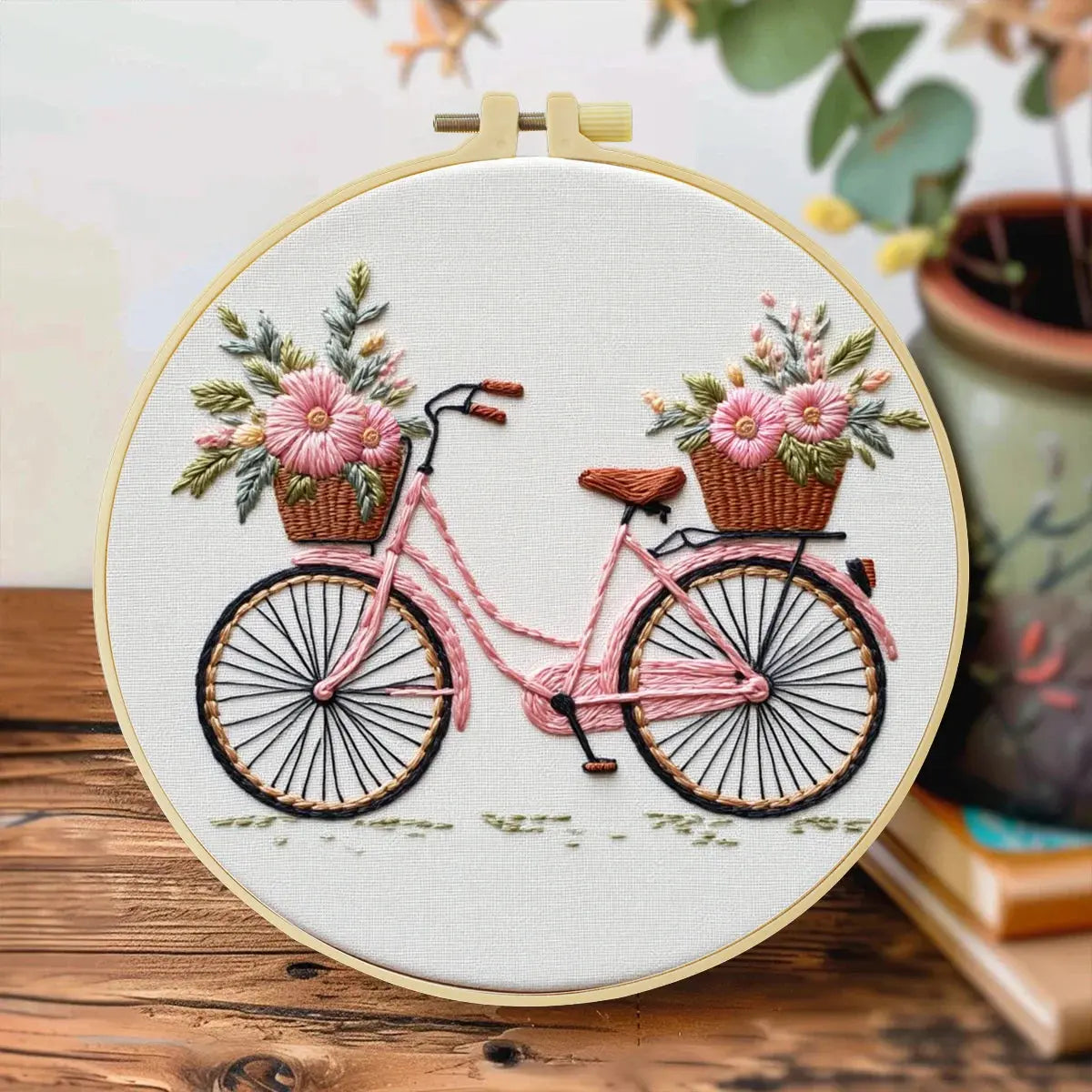 Floral Bicycle Hand Embroidery Kit The Stichers Heavane