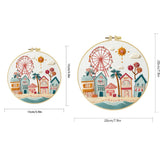 Whimsical Coastal Village Embroidery Kit – Pastel Beach Town & Ferris Wheel Needlepoint Pattern with Seaside Charm