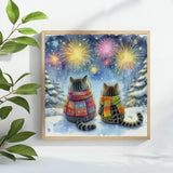 Winter Fireworks Cat Companions Cross Stitch Kit 🐱❄️🎆 Kits For Stitchers