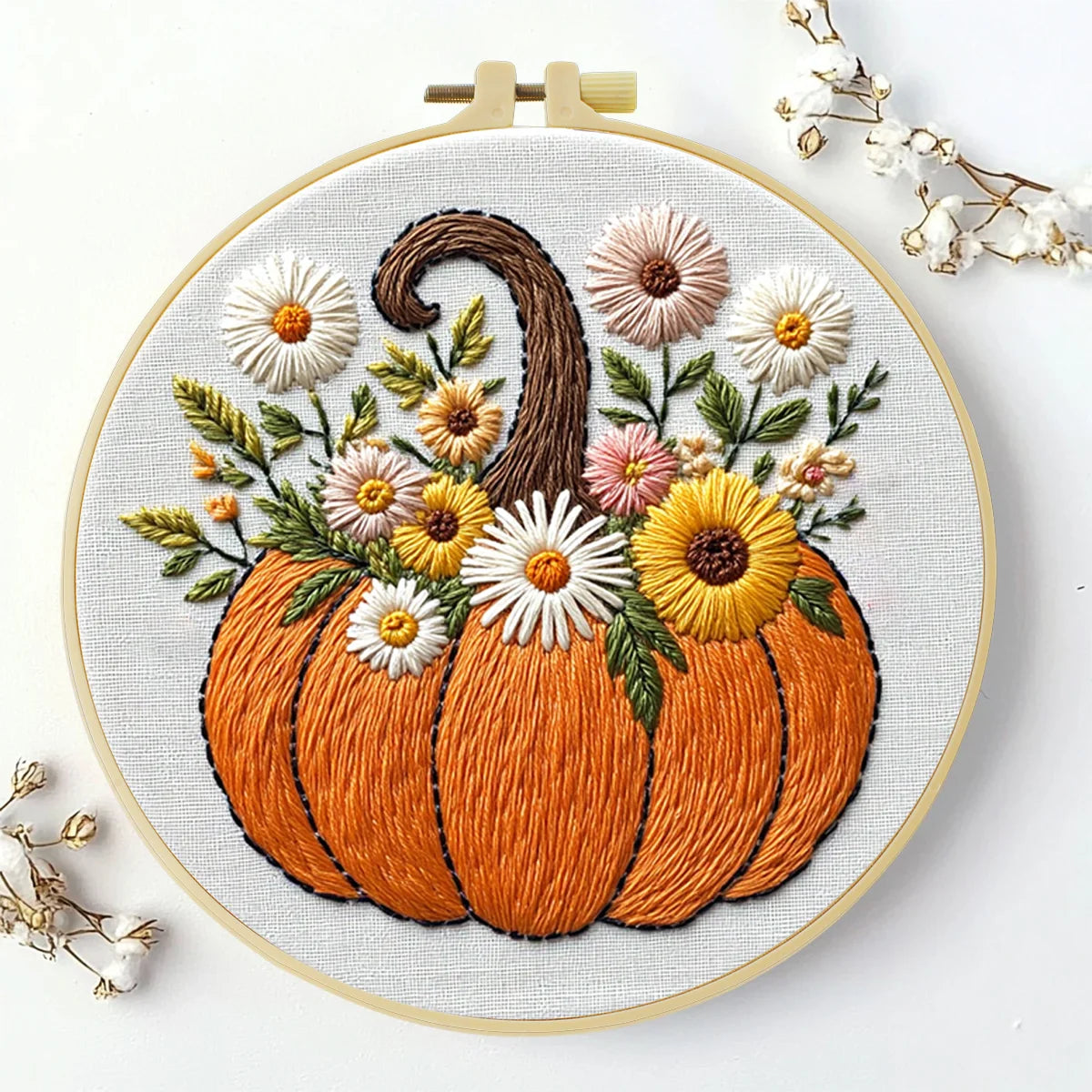 Autumn Floral Pumpkin Embroidery Kit
